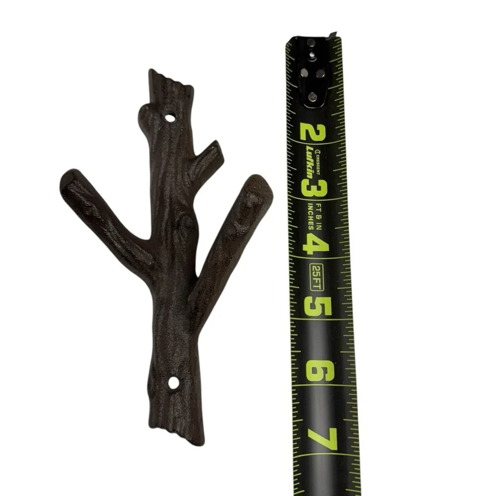 Cast Iron Tree Branch Double Decorative Metal Wall Hooks 7.5